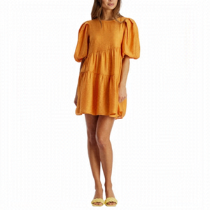 Anthropologie Moon River Puff Sleeve Tiered Mini Dress